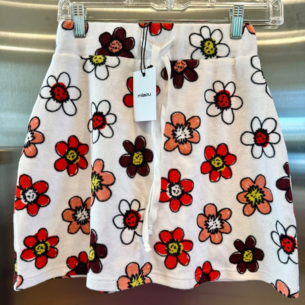 NWT Miaou Terry Cloth Tennis Skirt in Crayola Floral